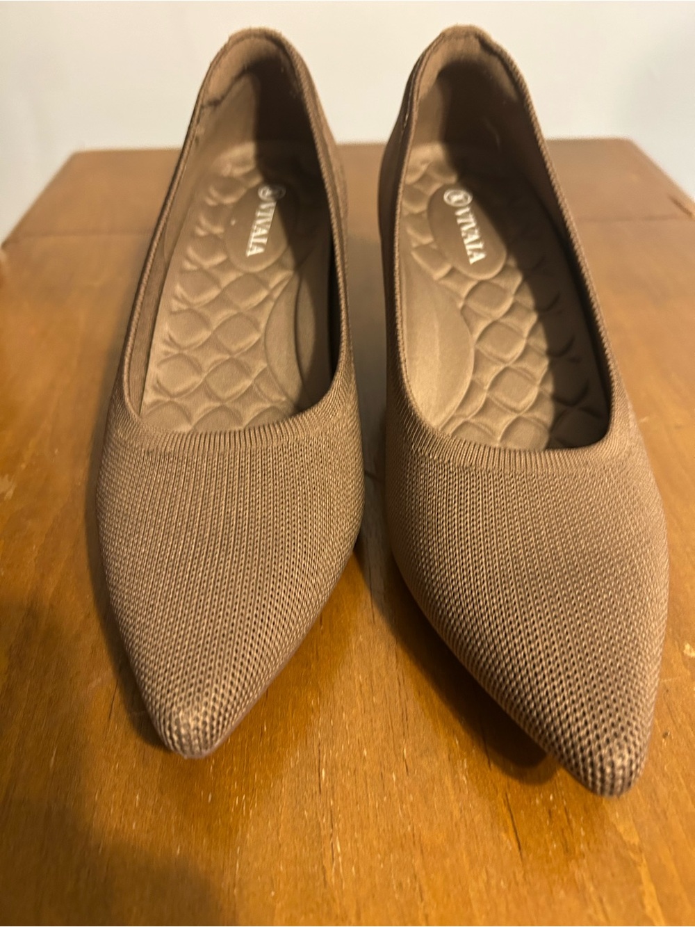 Vionic Pointed Toe Slip-On Wedge heels in Taupe Brown